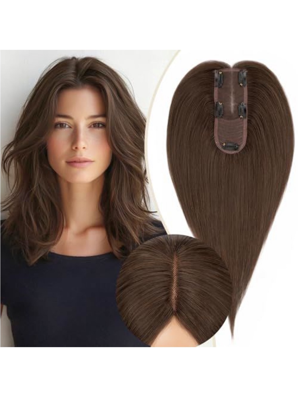 Brown Clip-In Topper for Volume and Coverage - Women Hair